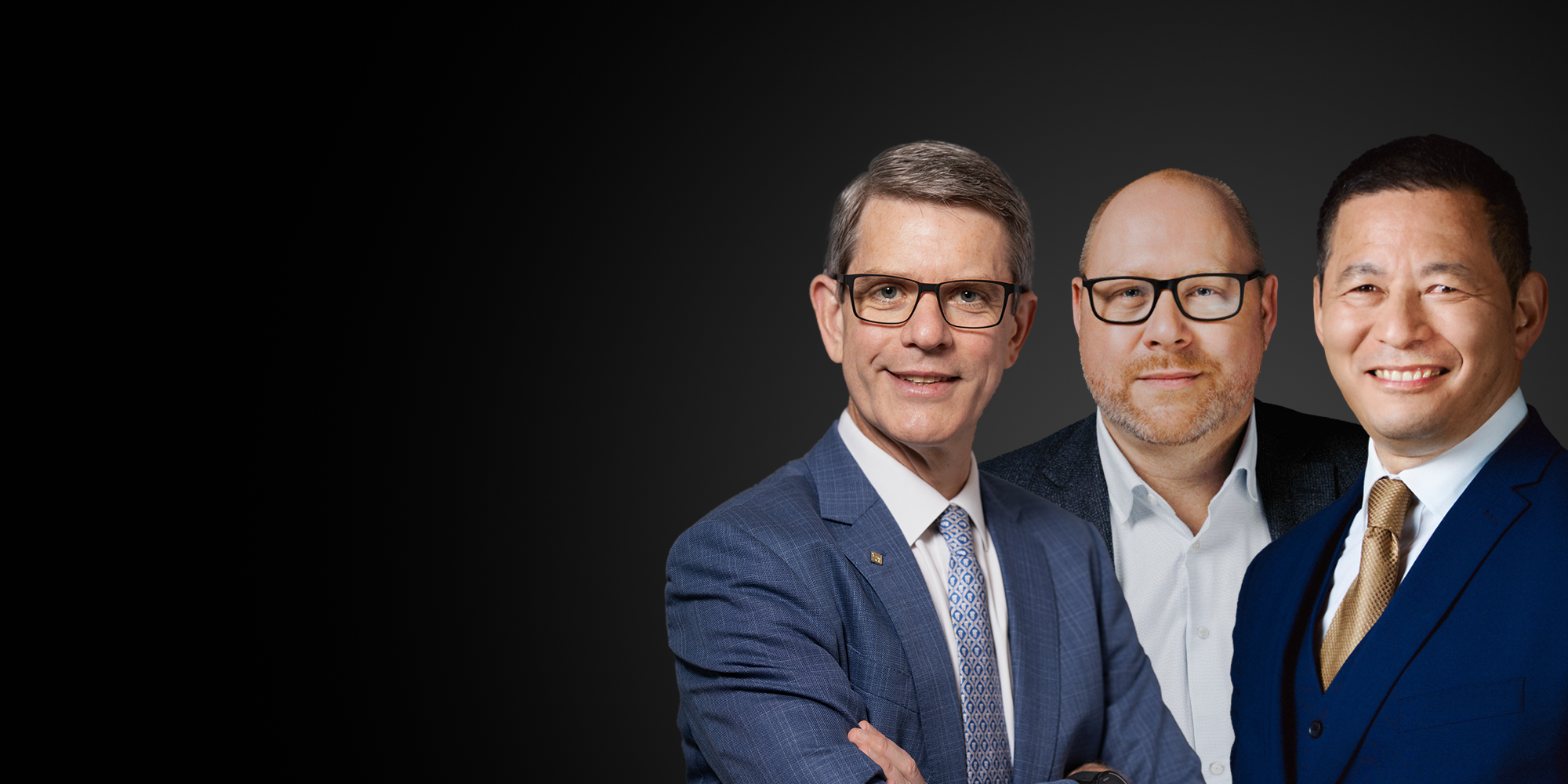 Three men smiling while presenting the equity focus